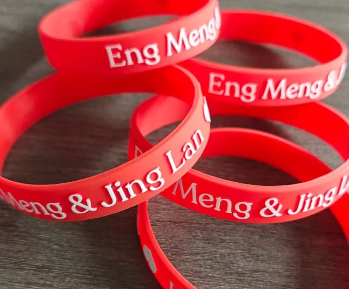 Red customised silicone wristbands