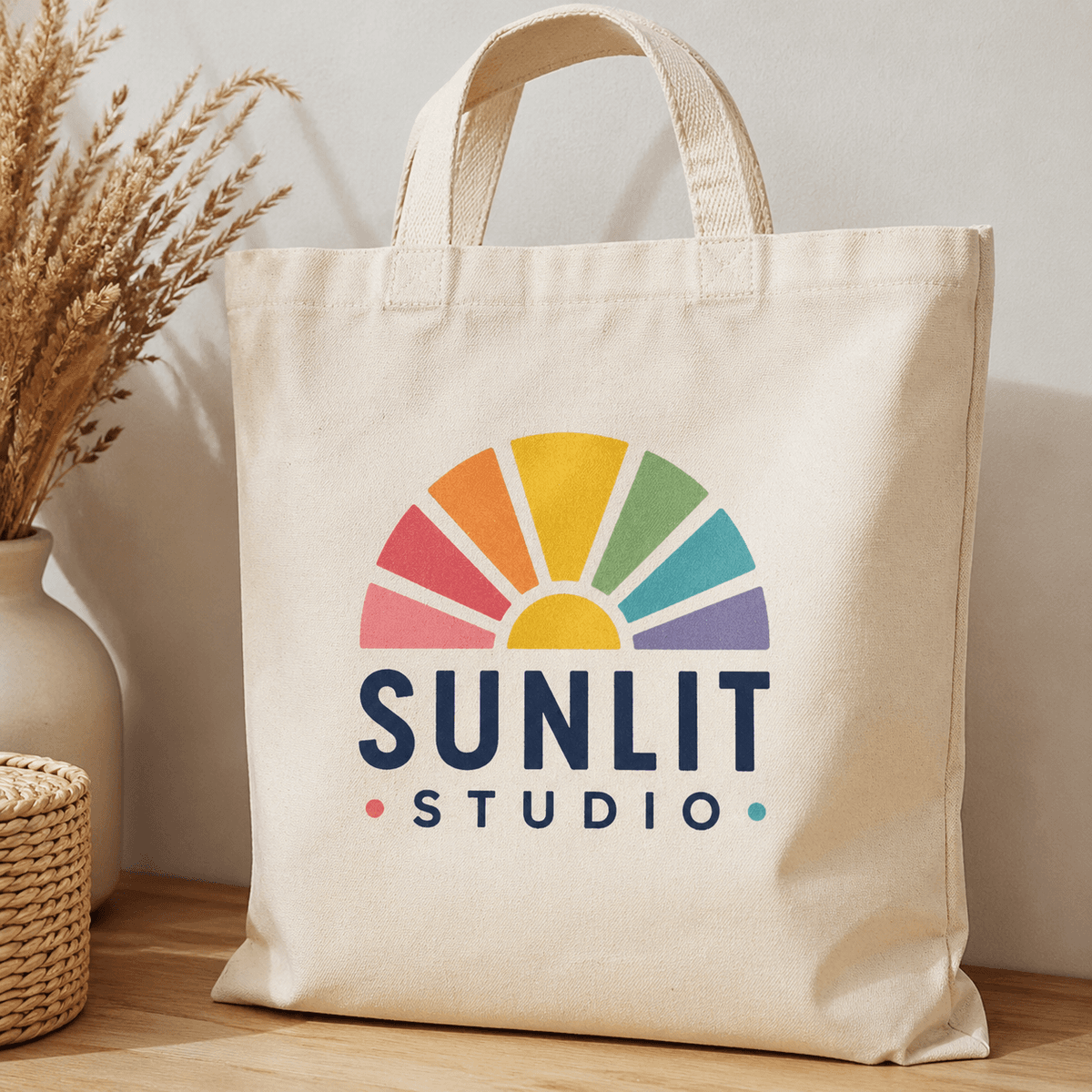 Heat transfer printing on tote bag actual product