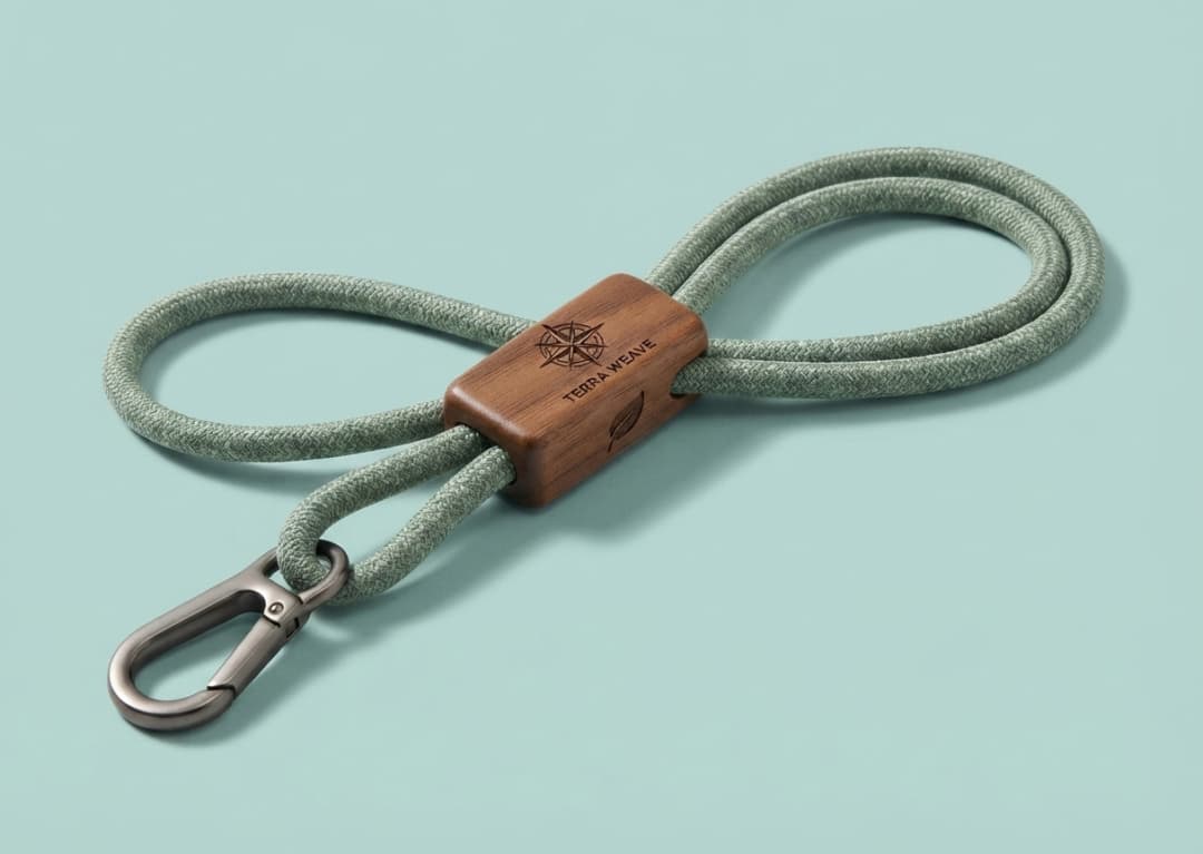 RPET Lanyard with Bamboo Slider
